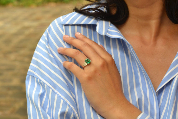 Bague 52 Bague en platine avec émeraude de Colombie 1,88 ct et diamants 58 Facettes 27080-27032b