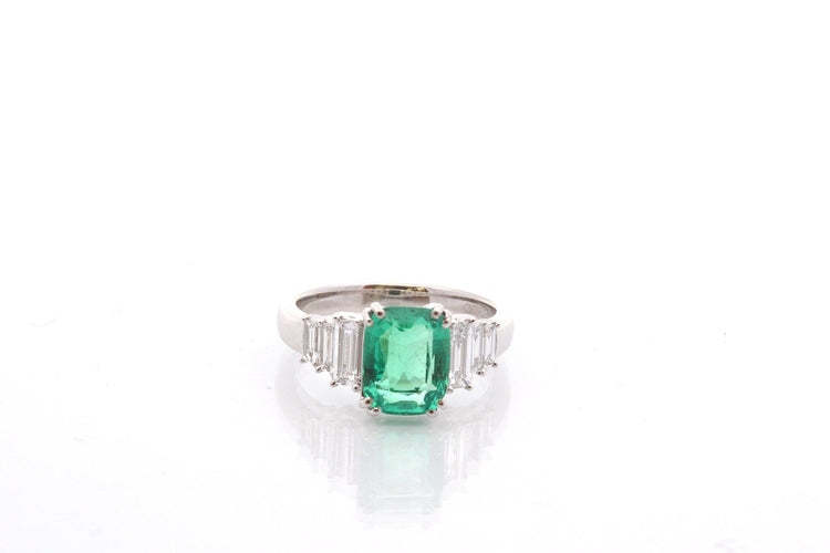 Bague 52 Bague en platine avec émeraude de Colombie 1,88 ct et diamants 58 Facettes 27080-27032b