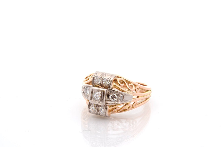 Bague 55 Bague vintage en or jaune 18k et diamants 58 Facettes 27091