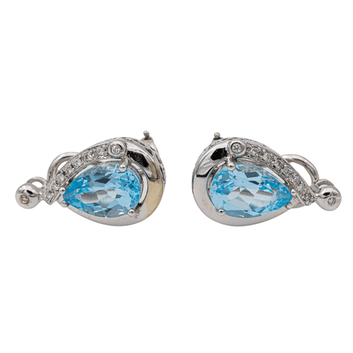 Boucles d'oreilles Boucles d’oreilles clips en or blanc 18 carats topazes et diamants 58 Facettes 2718242CN