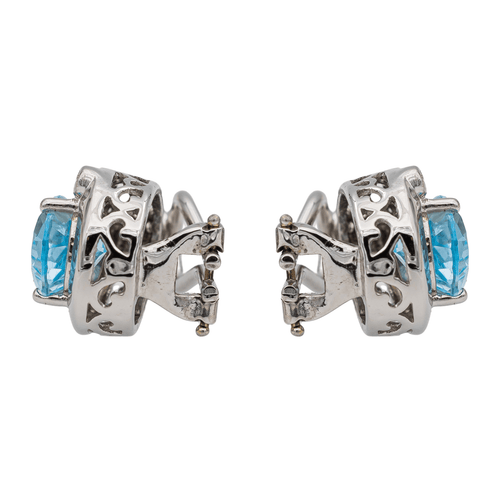 Boucles d'oreilles Boucles d'oreilles Clips Or blanc Topaze, Diamant 58 Facettes 2718242CN