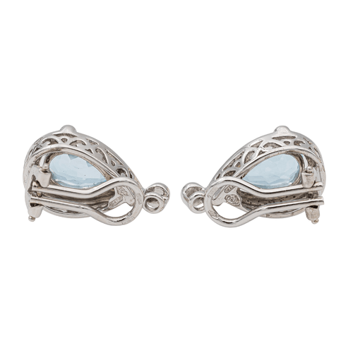 Boucles d'oreilles Boucles d’oreilles clips en or blanc 18 carats topazes et diamants 58 Facettes 2718242CN