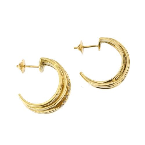 Boucles d'oreilles Boucles d’oreilles créoles en or jaune 18 carats et diamants 58 Facettes 27191