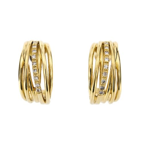 Boucles d'oreilles Boucles d’oreilles créoles en or jaune 18 carats et diamants 58 Facettes 27191