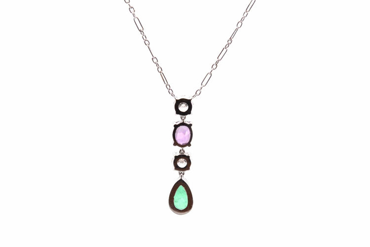 Collier Collier - Pendentif en or 18k avec émeraude, saphir rose et diamants 58 Facettes 27192-27650-27565dv