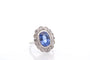 Bague 56 Bague vintage saphir de Ceylan 4,09 ct et diamants en platine 58 Facettes 25641-27222