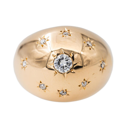 Bague 47.5 Bague bombée en or jaune 18 carats sertie de diamants 58 Facettes 2722622CN