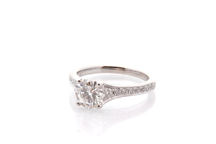 Bague 53 Bague en platine avec diamant 1,23 ct et diamants 58 Facettes 27268-27373