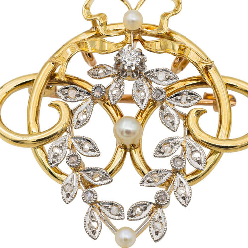 Broche Broche Or jaune, Or blanc, Or rose Perle, Diamant 58 Facettes 2734285CN