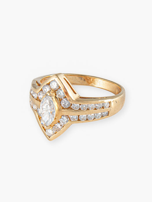 Bague 54 Bague Navette en Diamants, Or Jaune 58 Facettes DV0032-15