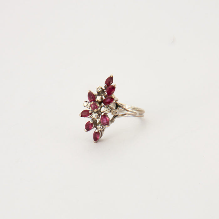 Bague 56 Bague Navette Rubis Diamants 58 Facettes DV0178-11