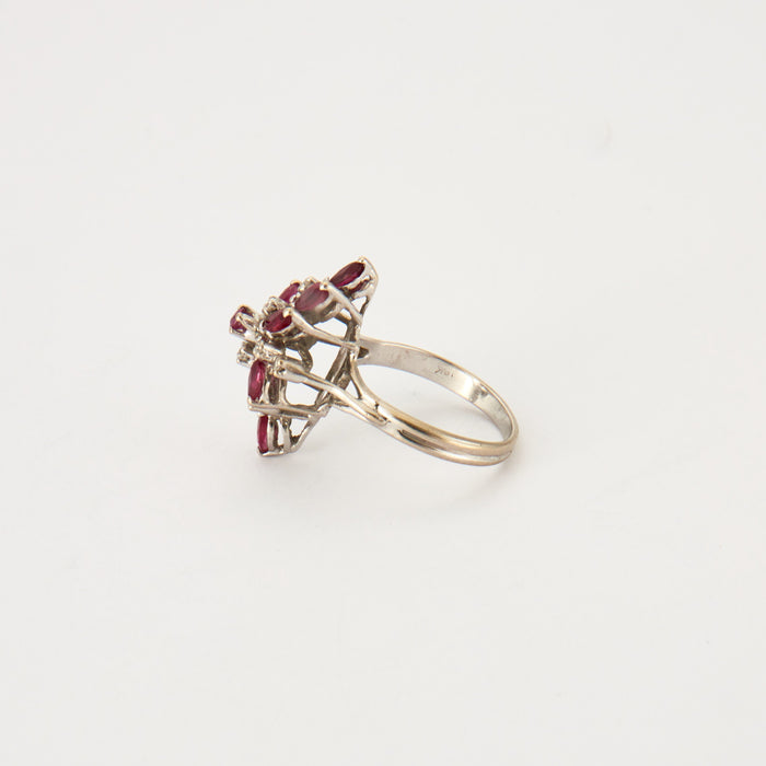 Bague 56 Bague Navette Rubis Diamants 58 Facettes DV0178-11