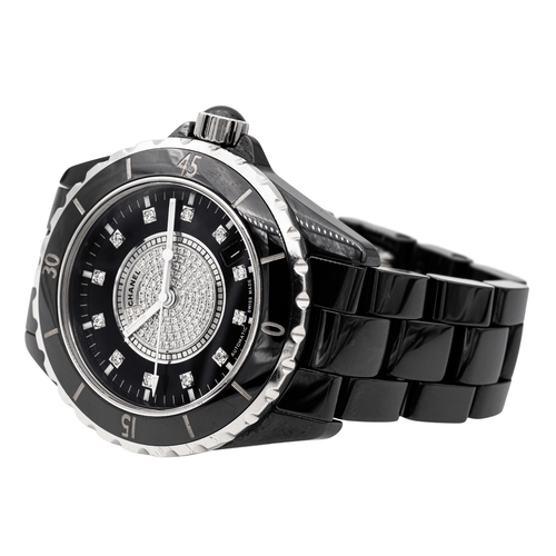 Montre Chanel J12 - Montre en céramique noire avec diamants 58 Facettes 2737223CN
