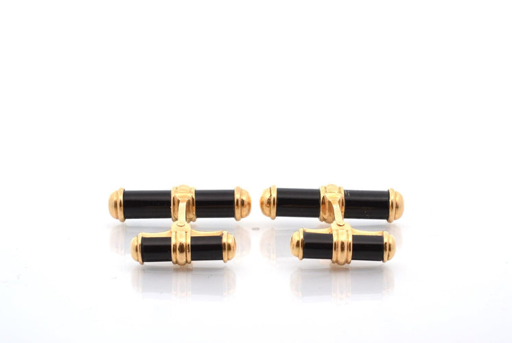 Boutons de manchette Van Cleef & Arpels - Boutons de manchette en or jaune 18k et onyx 58 Facettes 27402