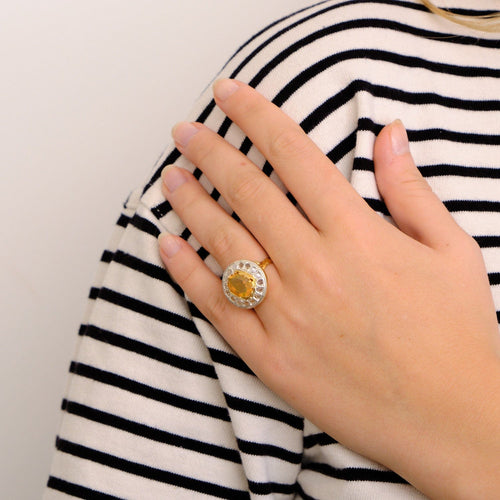 Bague 56 Bague Opale de Feu Diamants 58 Facettes DV0253-1