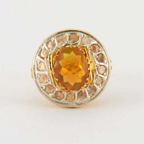 Bague 56 Bague Opale de Feu Diamants 58 Facettes DV0253-1