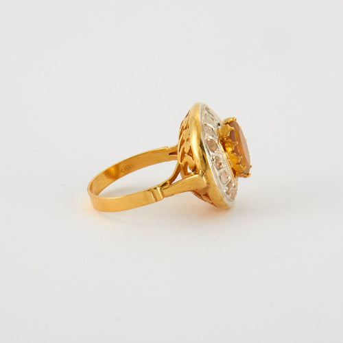 Bague 56 Bague Opale de Feu Diamants 58 Facettes DV0253-1