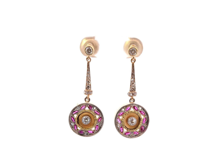 Boucles d'oreilles Boucles d’oreilles Art déco en or 18k et platine, diamants et rubis 58 Facettes 27485