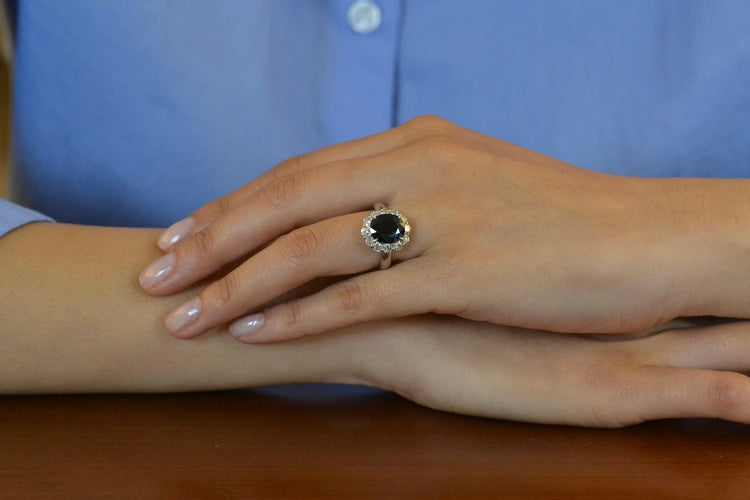 Bague 52 Bague vintage en platine saphir de Ceylan et diamants 58 Facettes 27489dv