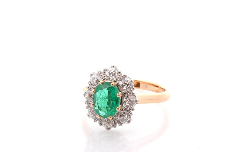 Bague 52 Bague ancienne en platine et or 18k, émeraude et diamants 58 Facettes 27503-27622
