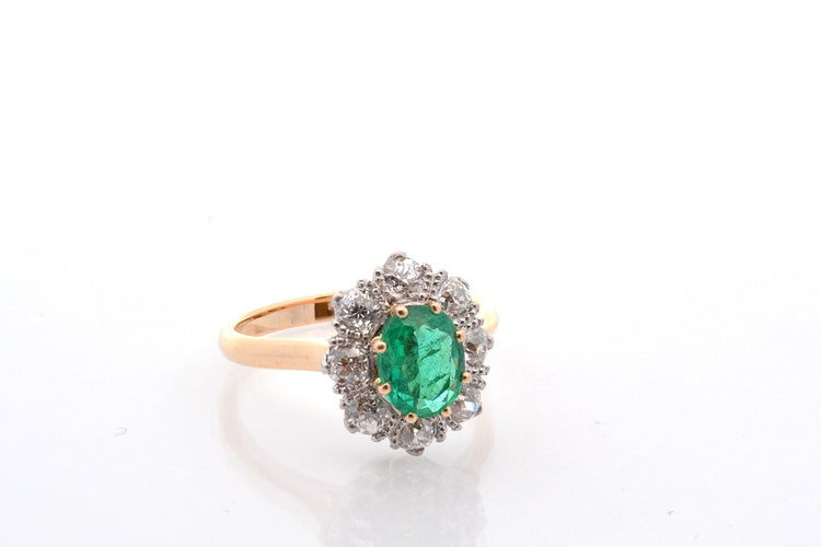 Bague 52 Bague ancienne en platine et or 18k, émeraude et diamants 58 Facettes 27503-27622