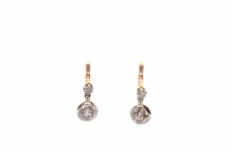 Boucles d'oreilles Boucles d'oreilles vintage en or et platine serties de diamants 58 Facettes 27552