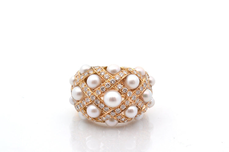 Bague 49 Chanel - Bague en or 18k avec diamants et perles de culture 58 Facettes 27638