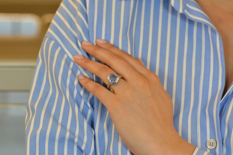 Bague 55 Bague saphir de Ceylan 7,71 ct en platine 58 Facettes 27656-27470