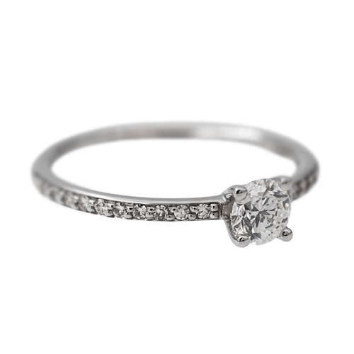 Bague 49 Didier Guérin - Bague solitaire en or blanc avec diamants 58 Facettes 2773202CN