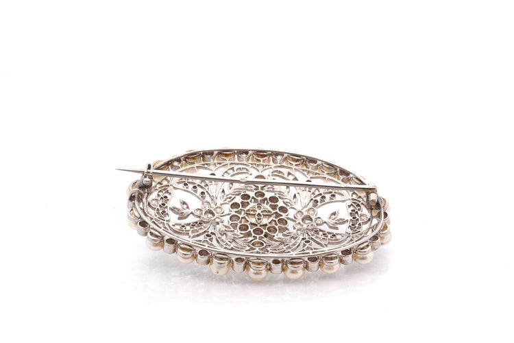 Broche Broche Art déco en platine, perles fines et diamants 58 Facettes 27811