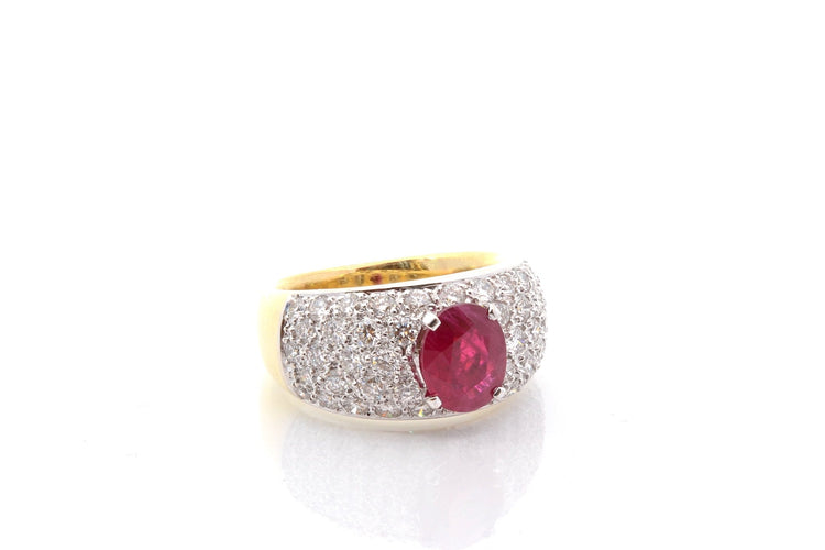 Bague 53 Bague rubis et diamants en or 18k et platine 58 Facettes 27823