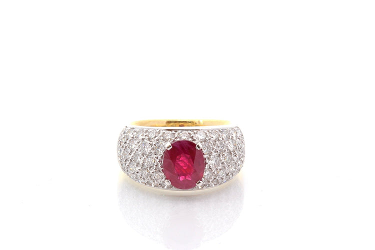 Bague 53 Bague rubis et diamants en or 18k et platine 58 Facettes 27823