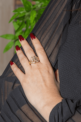 Bague 58 Bague en or jaune 18 carats pavée de diamants 58 Facettes 2783630CN