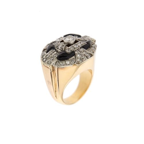 Bague Art déco - Squillo en or rose et or blanc 18 kt avec diamants 58 Facettes 27855