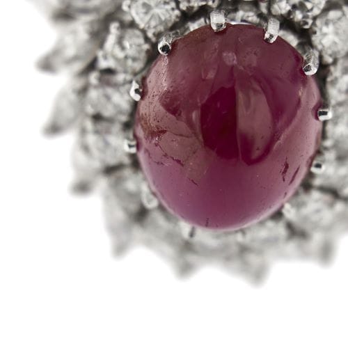 Bague 60 Bague style Marguerite en platine avec rubis et diamants 58 Facettes 27889