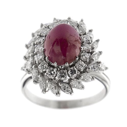 Bague 60 Bague style Marguerite en platine avec rubis et diamants 58 Facettes 27889
