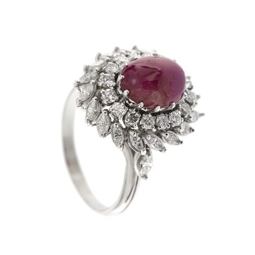 Bague 60 Bague style Marguerite en platine avec rubis et diamants 58 Facettes 27889