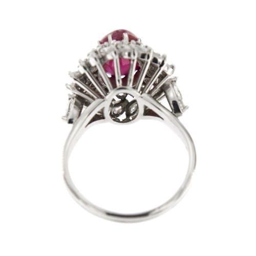 Bague 60 Bague style Marguerite en platine avec rubis et diamants 58 Facettes 27889