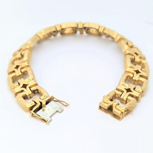 Bracelet Bracelet en or jaune 18 carats à maillons ciselés 58 Facettes 28006