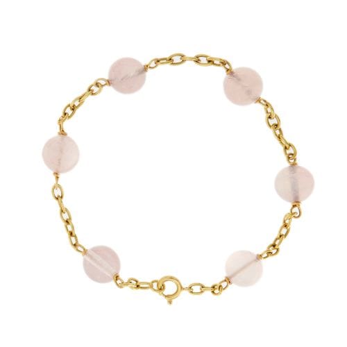 Bracelet Bracelet forçat en or jaune 18 ct et quartz rose 58 Facettes 28141B