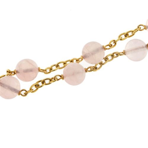 Bracelet Bracelet forçat en or jaune 18 ct et quartz rose 58 Facettes 28141B