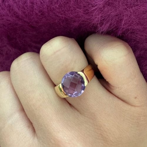 Bague Bague jonc en or jaune 18 ct avec améthyste 2,50 ct 58 Facettes 28153