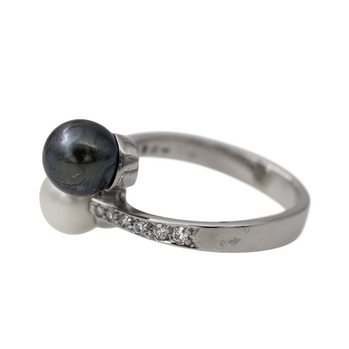 Bague 55 Bague en or blanc 18 carats avec perles de Tahiti et diamants 58 Facettes 2819765CN