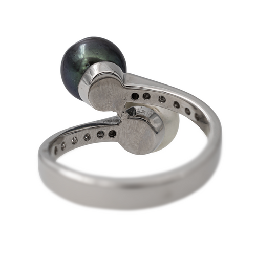 Bague 55 Bague en or blanc 18 carats avec perles de Tahiti et diamants 58 Facettes 2819765CN