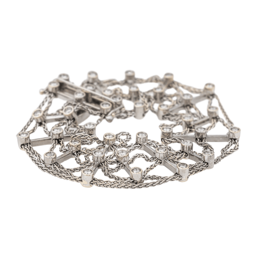 Bracelet Bracelet manchette en or blanc 18 carats et diamants 58 Facettes 2826009CN