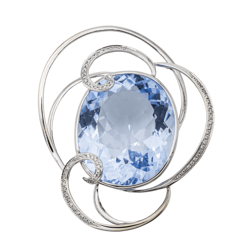 Pendentif Pendentif Or blanc Aigue marine, Diamant 58 Facettes 2826011CN