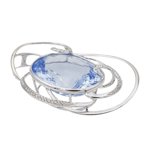 Pendentif Pendentif Or blanc Aigue marine, Diamant 58 Facettes 2826011CN