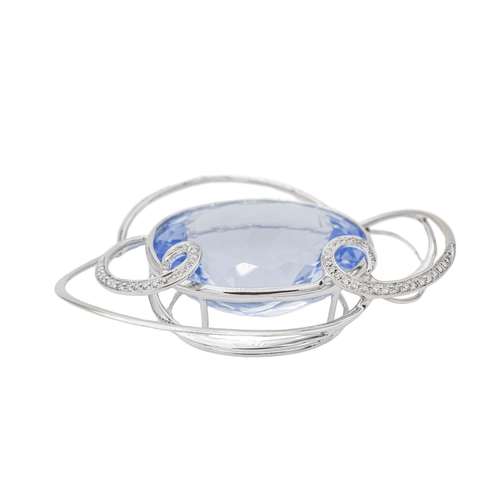 Pendentif Pendentif en or blanc 18 carats avec aigue-marine et diamants 58 Facettes 2826011CN