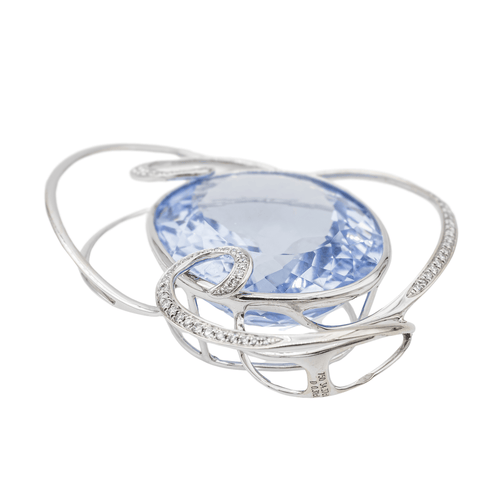 Pendentif Pendentif Or blanc Aigue marine, Diamant 58 Facettes 2826011CN