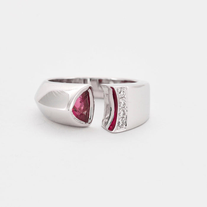 Bague 54 Bague ouverte Tourmaline rose Diamants 58 Facettes DV0463-2